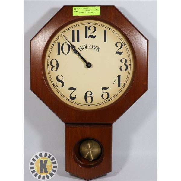BULOVA CLOCK- 21.5" BY 12.5"