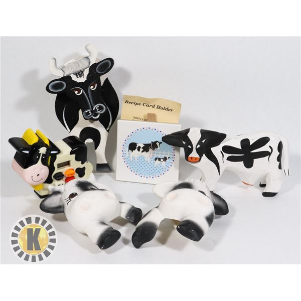6 SMALL COW THEMED ART PIECES