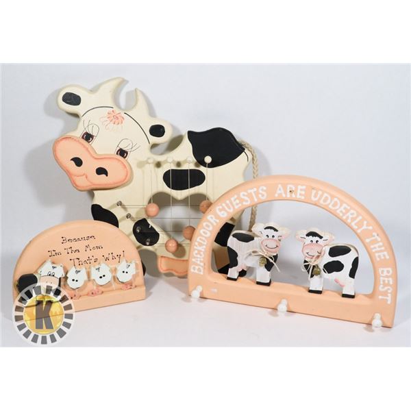 3 COW THEMED WALL ART