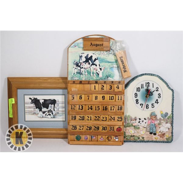 3 COW THEMED WALL ART PIECES