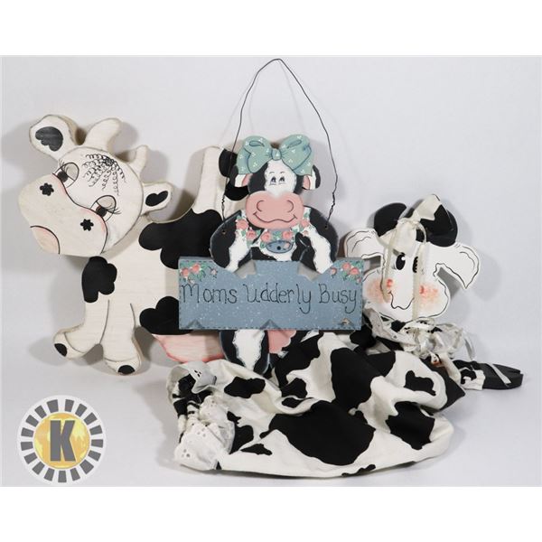 3 COW THEMED WALL ART