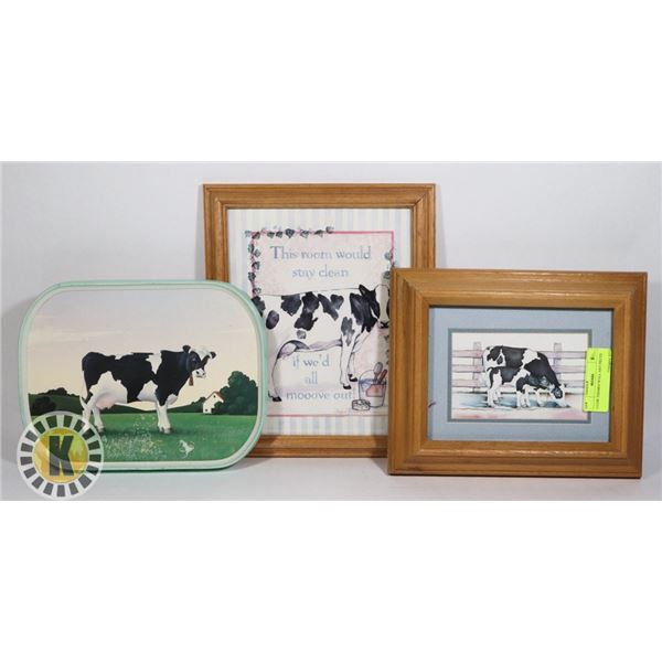 3 COW THEMED WALL ART PIECES