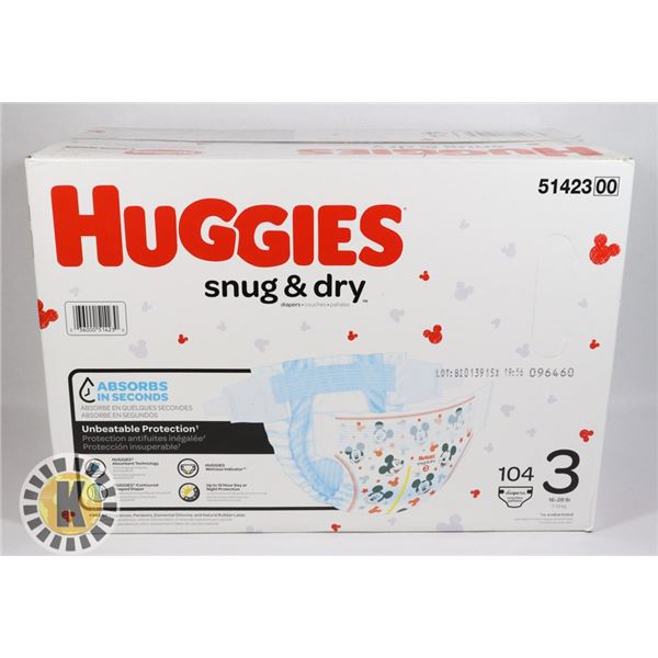 BOX OF HUGGIES SIZE 3 DIAPERS