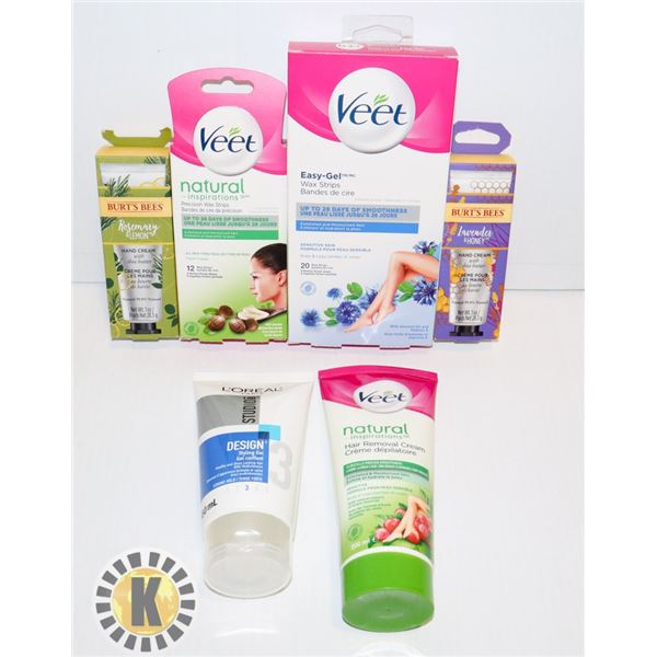 BAG OF ASSORTED BODY PRODUCTS VEET HAIR REMOVAL