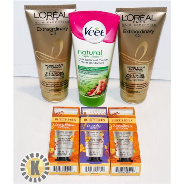 BAG OF ASSORTED BODY PRODUCTS L'OREAL  SHAMPOO