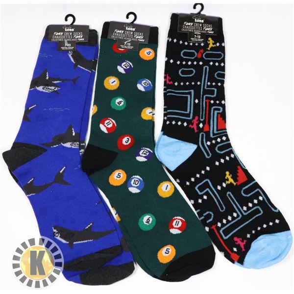 THREE NEW PAIRS OF MENS SOCKS. SHOE SIZE 7-14