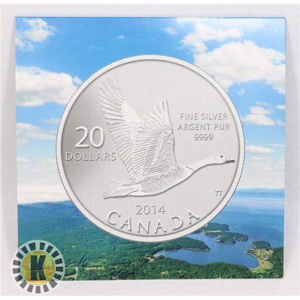 2014 CANADIAN FINE SILVER $20 CANADA GOOSE COIN