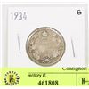 Image 1 : 1934 CANADIAN SILVER TWENTY-FIVE CENT COIN