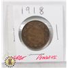 Image 1 : 13)  CANADIAN 1918 LARGE PENNY.