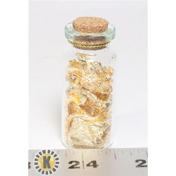 GLASS BOTTLE FILLED WITH GOLD FOIL