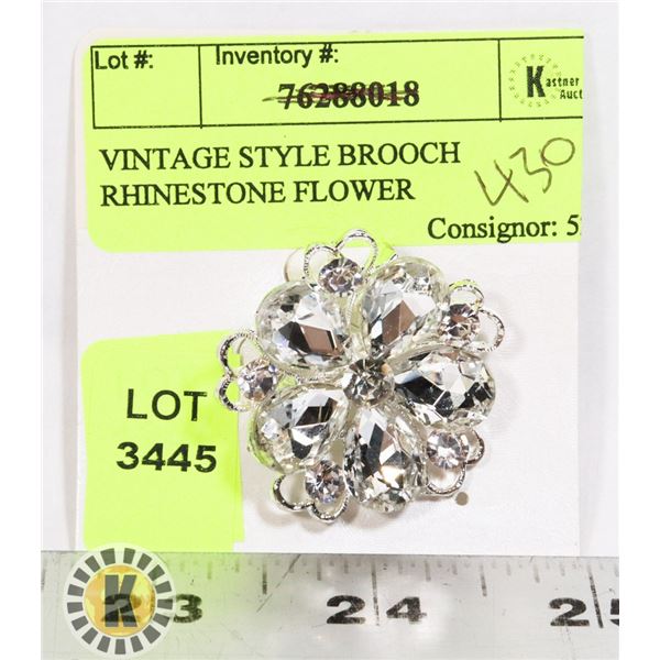 VINTAGE STYLE BROOCH RHINESTONE FLOWER