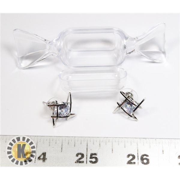 NEW PAIR OF SILVER TONE ORBIT EARRINGS