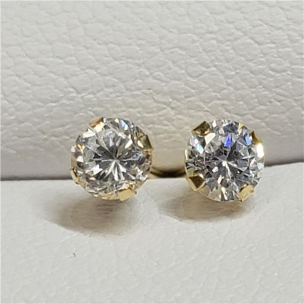 14K YELLOW GOLD CUBIC ZIRCONIA EARRINGS