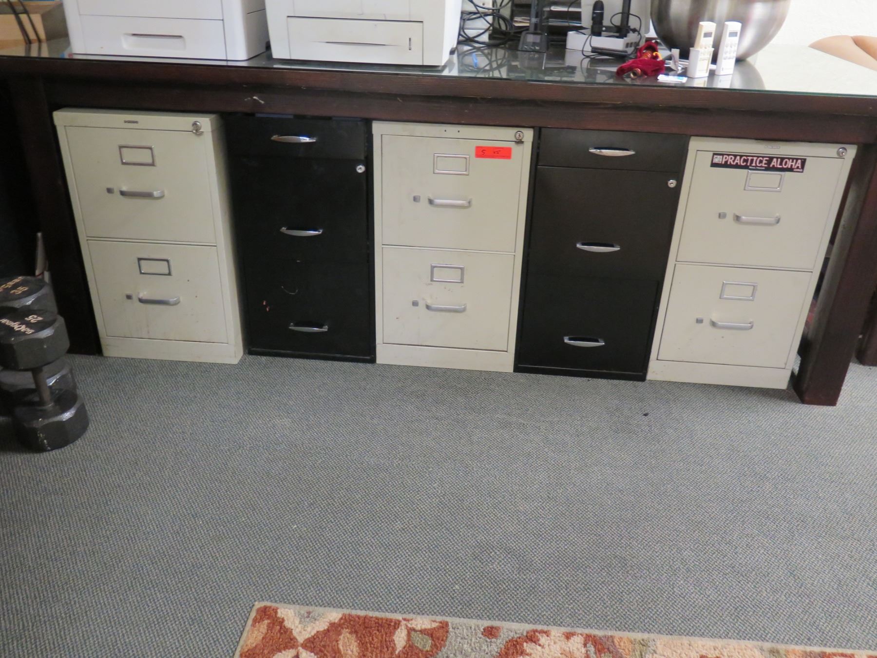 Filing On Table 5 Two-Drawer Filing Cabinets (table and items on table are not included)
