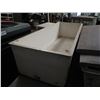 Image 8 : Qty 4 Fiberglass Fish Boxes & Stainless Tabletops (2 Have Some Damage)