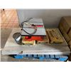 Image 1 : Contents of Pallet: Black & Decker Saw, EdgeGuard Panels, 3 Bags of Quikrete