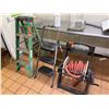Image 1 : Green Ladder, Black Step Stool, Hose Reel
