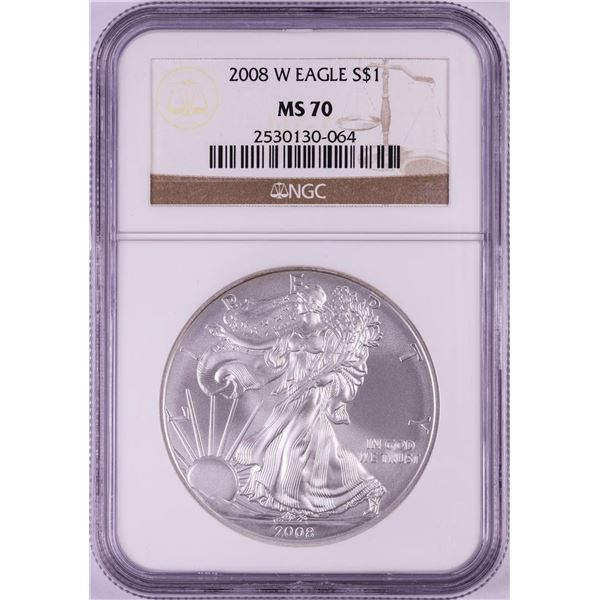 2008-W $1 Burnished American Silver Eagle Coin NGC MS70