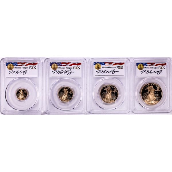 1998-W Proof American Gold Eagle (4) Coin Set PCGS PR69DCAM Michael Reagan Signature