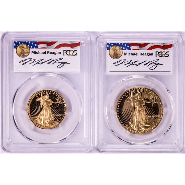 1987-W $25 & $50 Proof American Gold Eagles PCGS PR69DCAM Michael Reagan Signature