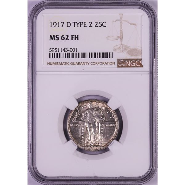 1917-D Type 2 Standing Liberty Quarter Coin NGC MS62FH