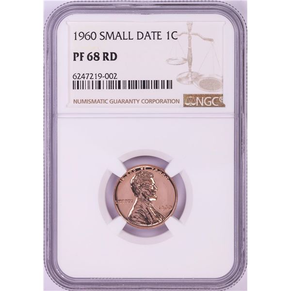 1960 Small Date Proof Lincoln Memorial Cent Coin NGC PF68RD