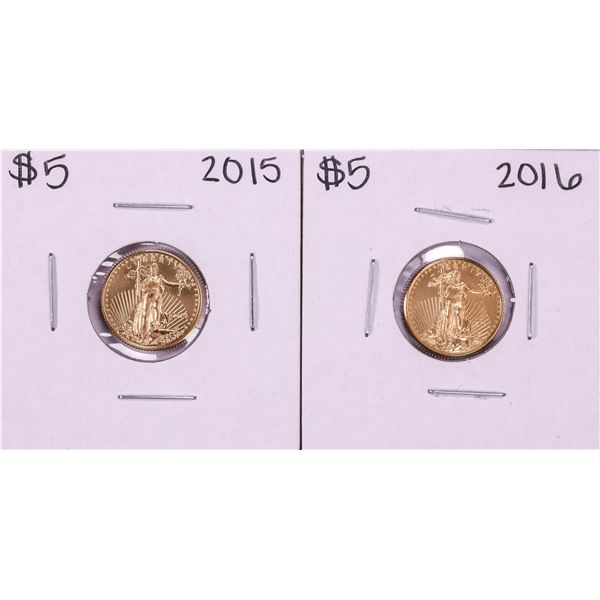 Lot of 2015-2016 $5 American Gold Eagle Coins