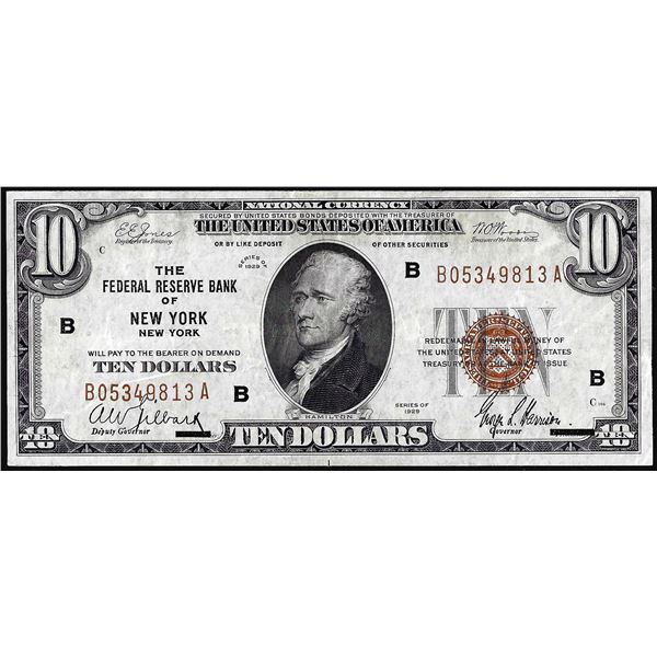 1929 $10 Federal Reserve Bank Note New York