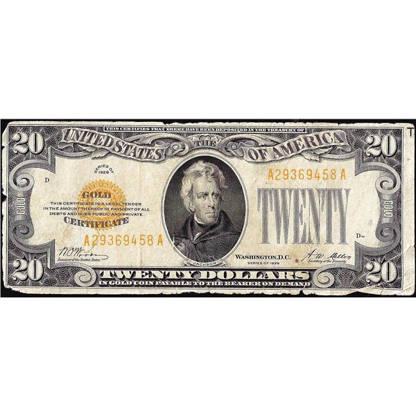 1928 $20 Gold Certificate Note