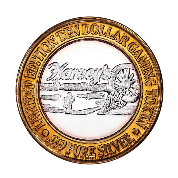 .999 Silver Harveys Lake Tahoe, Nevada $10 Casino Limited Edition Gaming Token