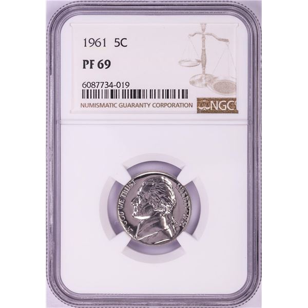 1961 Proof Jefferson Nickel Coin NGC PF69