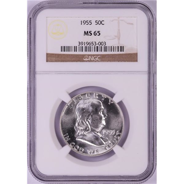 1955 Franklin Half Dollar Coin NGC MS65