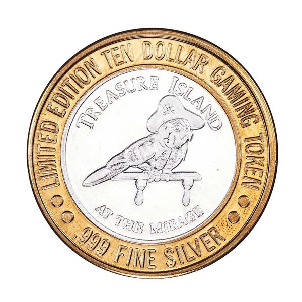 .999 Fine Silver Treasure Island Las Vegas, Nevada $10 Limited Edition Gaming Token