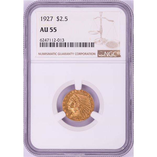 1927 $2 1/2 Indian Head Quarter Eagle Gold Coin NGC AU55