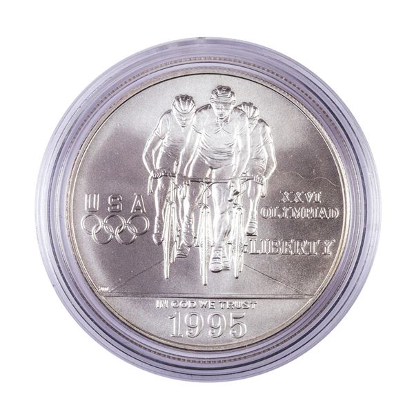 1995-D $1 Olympics Cycling Commemorative Silver Dollar Coin