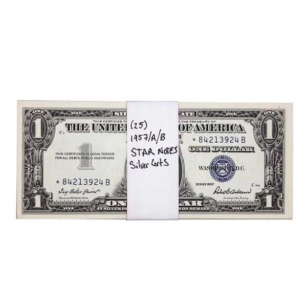 Lot of (25) 1957/A/B $1 Silver Certificate Star Notes