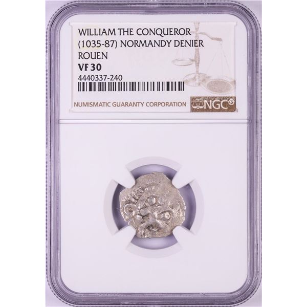 1035-87 William The Conqueror Normandy Rouen Denier Coin NGC VF30