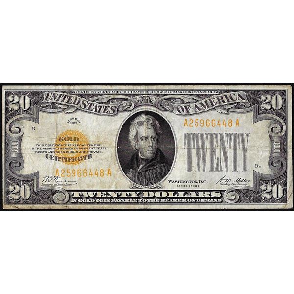 1928 $20 Gold Certificate Note