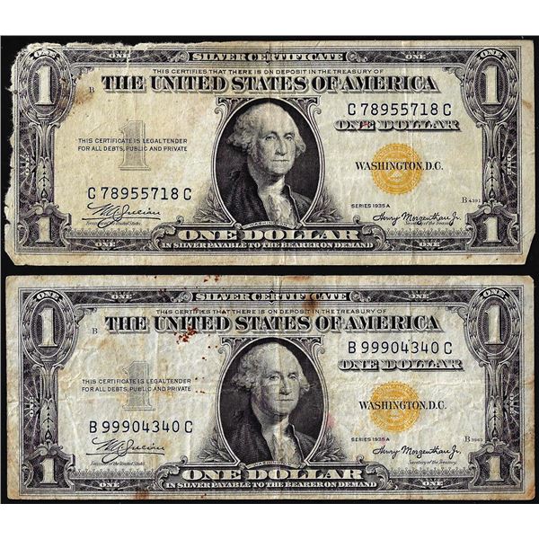 Lot of (2) 1935A $1 North Africa WWII Emergency Issue Silver Certificate Notes