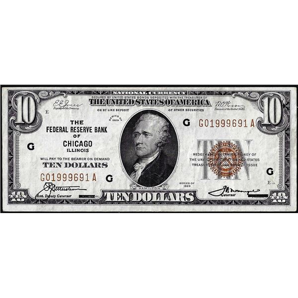 1929 $10 Federal Reserve Bank Note Chicago