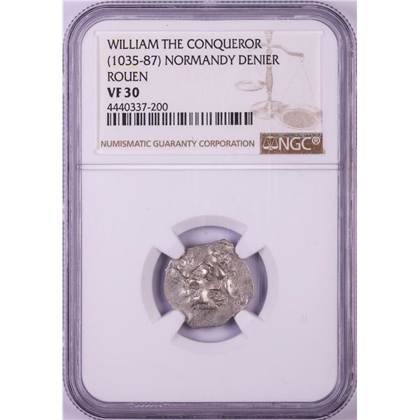 1035-87 William The Conqueror Normandy Rouen Denier Coin NGC VF30