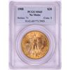 Image 1 : 1908 No Motto $20 St. Gaudens Double Eagle Gold Coin PCGS MS65