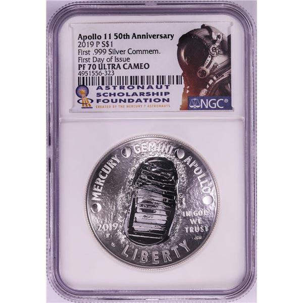 2019-P $1 Proof Apollo 11 Commemorative Silver Dollar Coin NGC PF70 Ultra Cameo FDOI