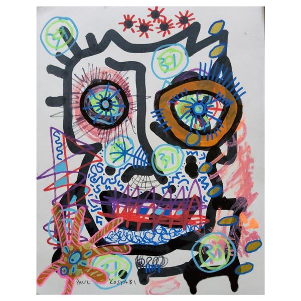 Kostabi "Silenced" Original Mixed Media On Paper