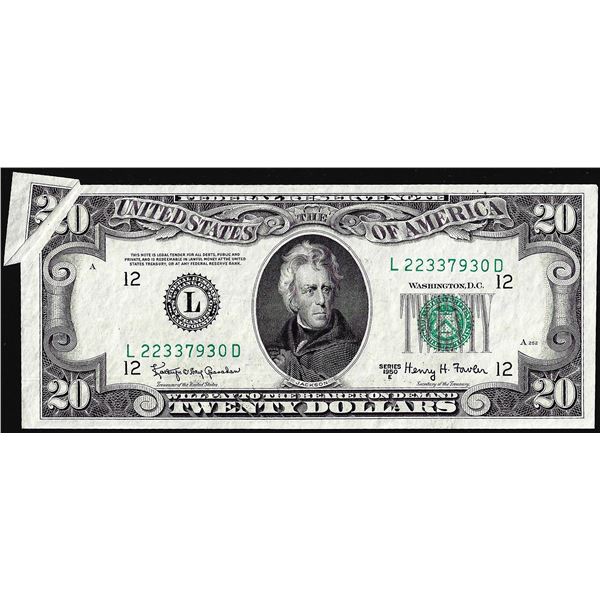 1950E $20 Federal Reserve Gutter fold Error Note San Francisco