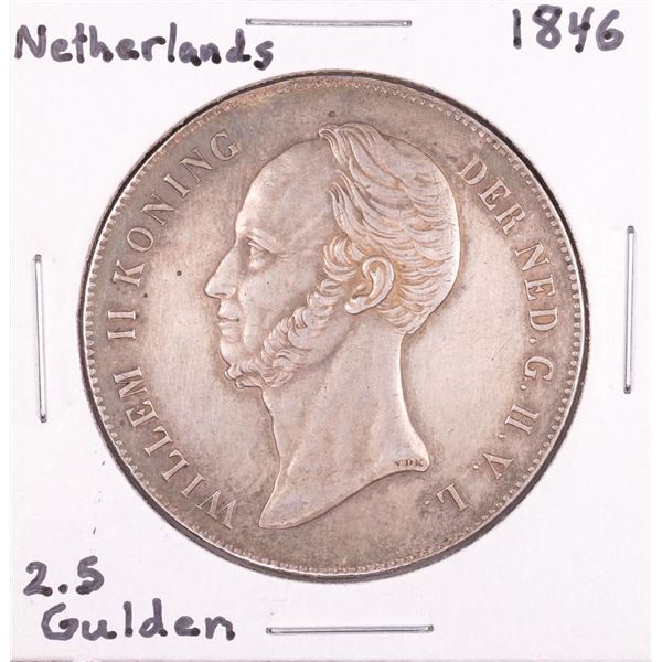 1846 Netherland 2.5 Gulden Silver Coin