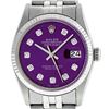 Image 1 : Rolex Men's Stainless Steel Purple Diamond Datejust Oyster Perpetual Wristwatch