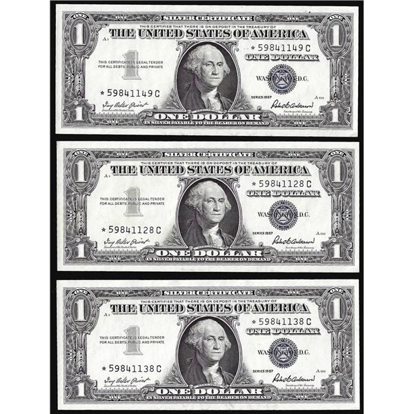 Lot of (3) Uncirculated 1957 $1 Silver Certificate Star Notes