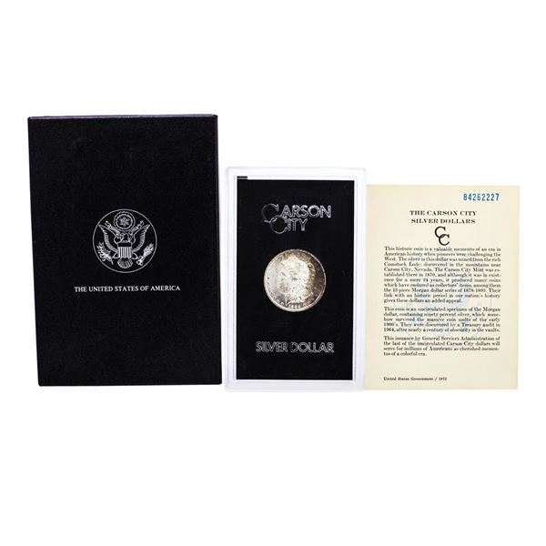 1884-CC $1 Morgan Silver Dollar Coin GSA Hoard with Box & COA Nice Toning