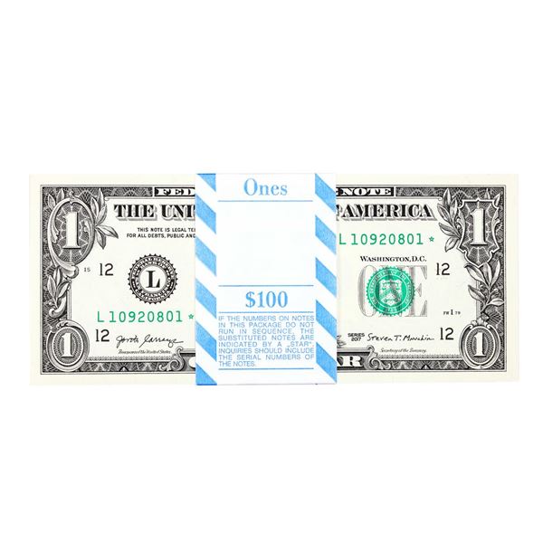 Pack of (100) Consecutive 2017 $1 Federal Reserve STAR Notes San Francisco